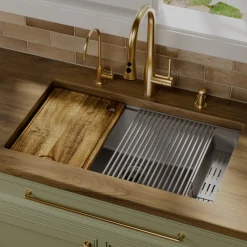Karran 32" Undermount Quartz Composite Workstation Kitchen Sink, Grey, QUWS-875-GR-PK2