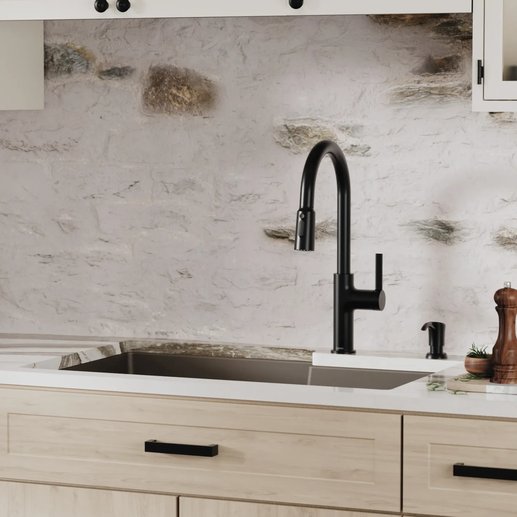 Karran 32" Undermount Quartz Composite Kitchen Sink with Accessories, 60/40 Double Bowl, Brown, QU-811-BR-PK1