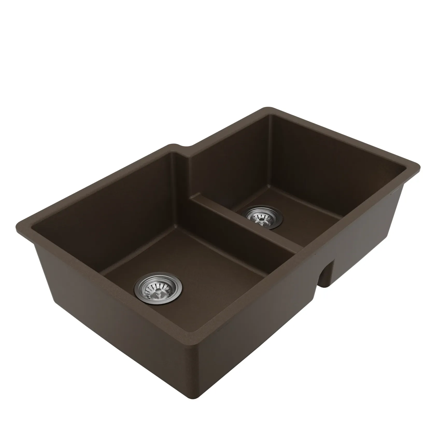 Karran 32" Undermount Quartz Composite Kitchen Sink with Accessories, 60/40 Double Bowl, Brown, QU-811-BR-PK1