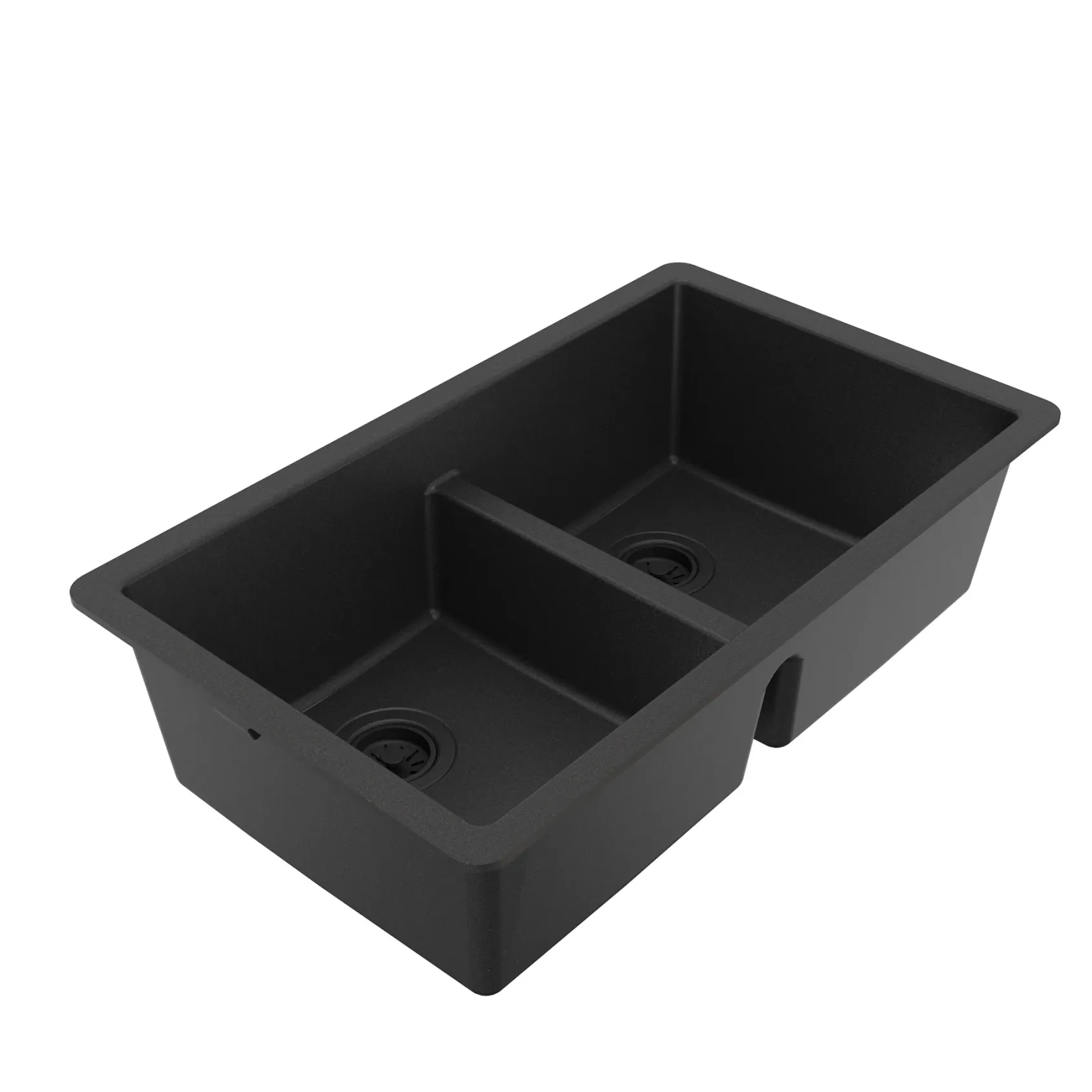 Karran 32" Undermount Quartz Composite Kitchen Sink, 50/50 Double Bowl, Black, QU-810-BL