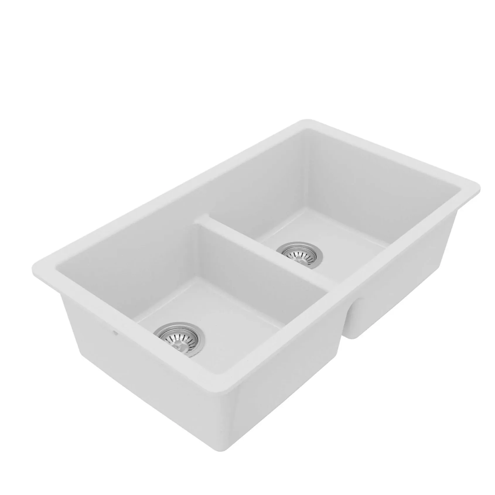 Karran 32" Undermount Quartz Composite Kitchen Sink with Accessories, 50/50 Double Bowl, White, QU-810-WH-PK1