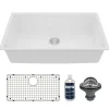 Karran 32" Undermount Quartz Composite Kitchen Sink with Accessories, White, QU-812-WH-PK1