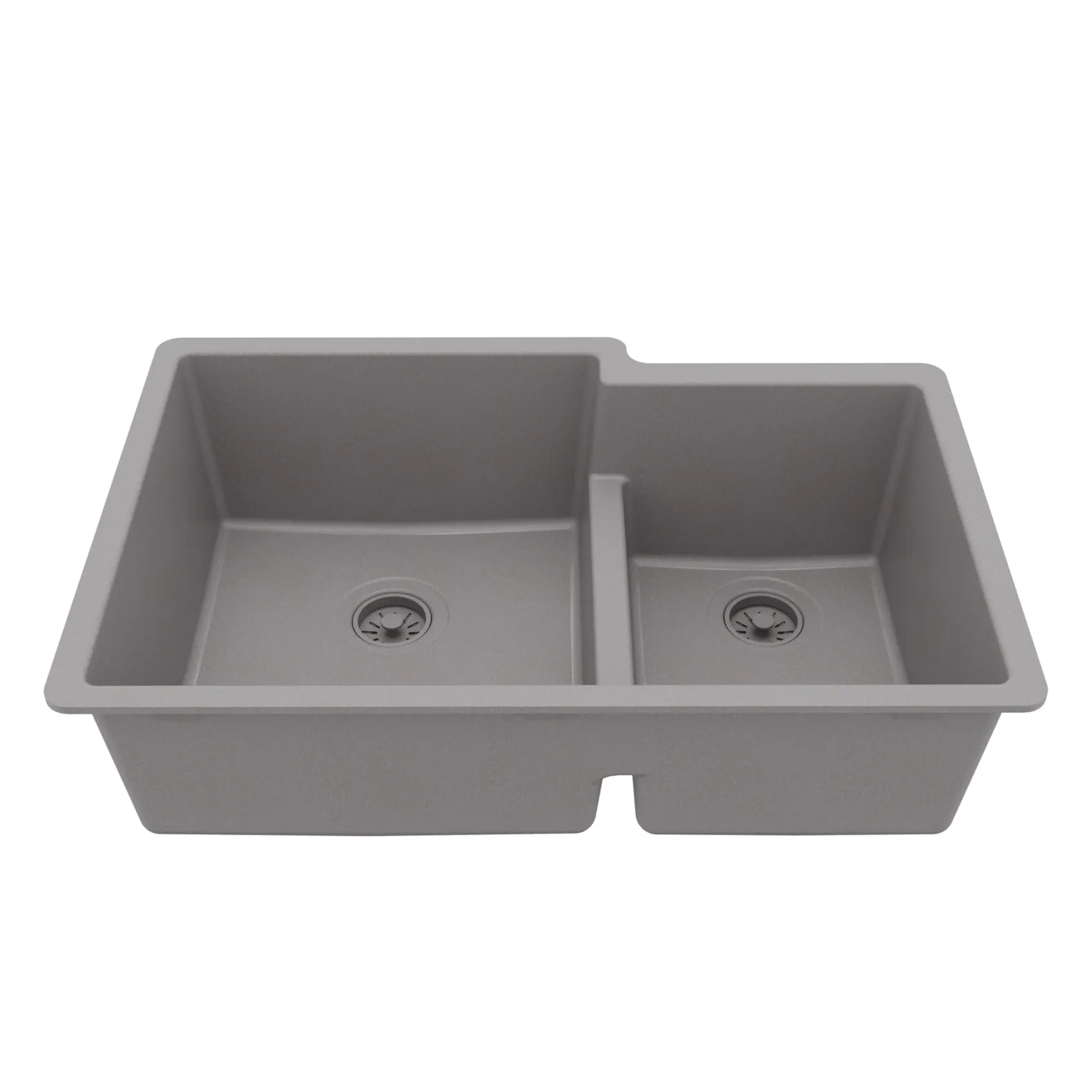 Karran 32" Undermount Quartz Composite Kitchen Sink, 60/40 Double Bowl, Grey, QU-811-GR