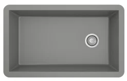 Karran 32" Undermount Quartz Composite Kitchen Sink, Grey, QU-670-GR-PK1