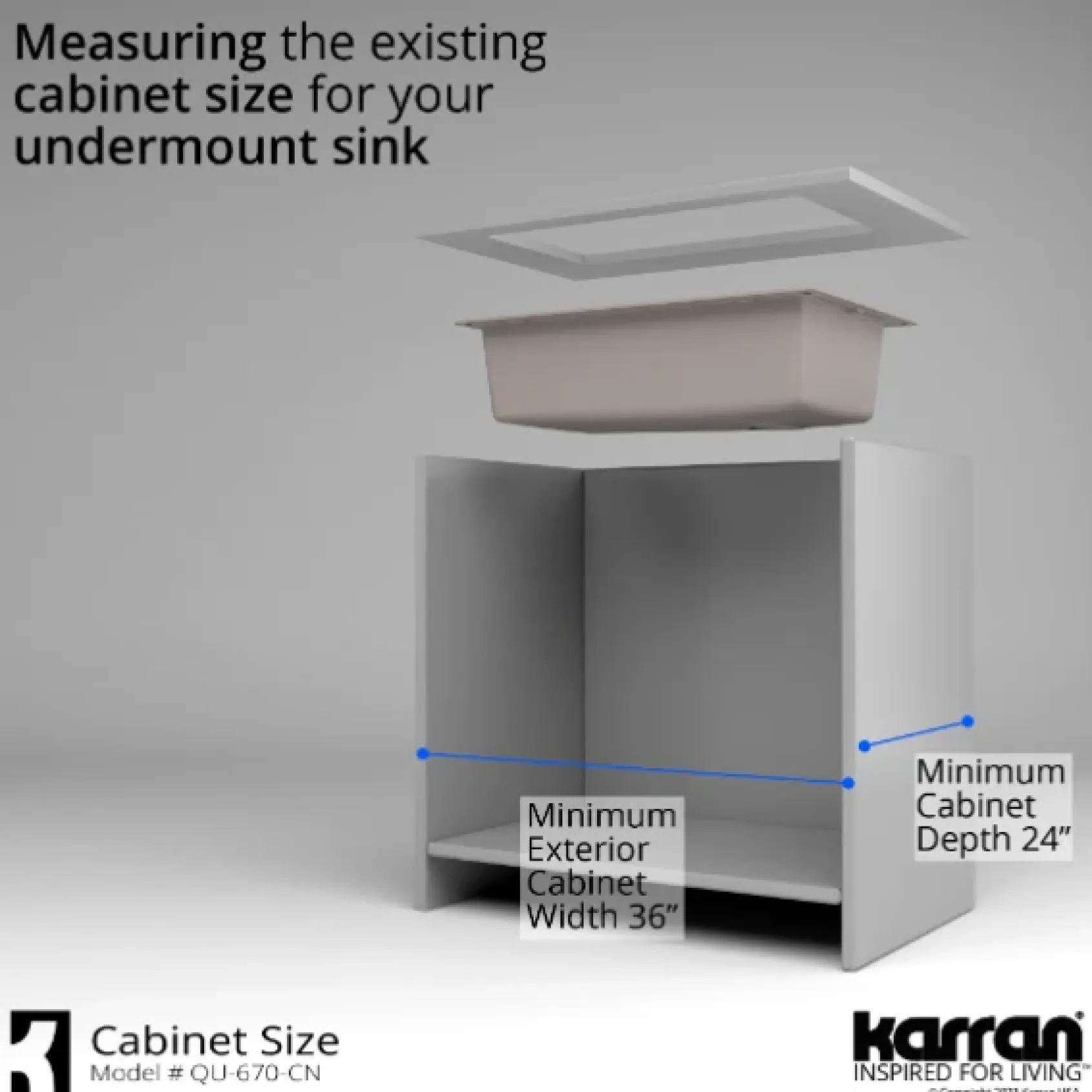 Karran 32" Undermount Quartz Composite Kitchen Sink, Concrete, QU-670-CN