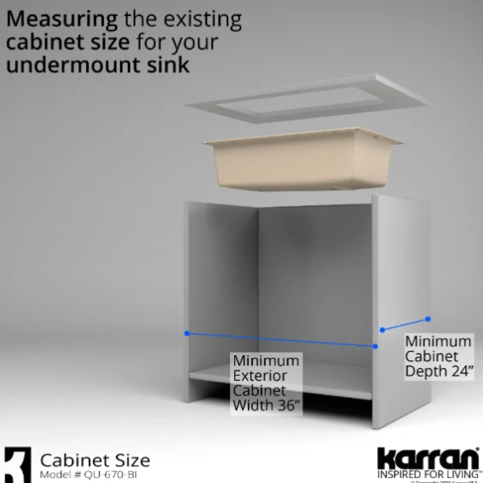 Karran 32" Undermount Quartz Composite Kitchen Sink, Bisque, QU-670-BI-PK1
