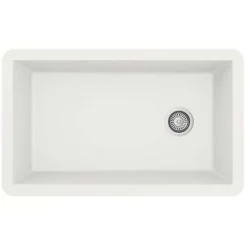 Karran 32" Undermount Quartz Composite Kitchen Sink, White, QU-670-WH-PK1
