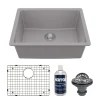 Karran 24" Undermount Quartz Composite Kitchen Sink with Accessories, Grey, QU-820-GR-PK1