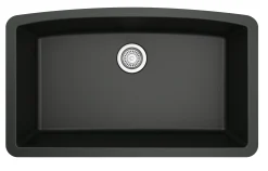 Karran 33" Undermount Quartz Composite Kitchen Sink, Black, QU-712-BL