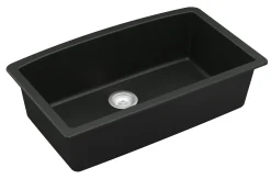 Karran 33" Undermount Quartz Composite Kitchen Sink, Black, QU-712-BL