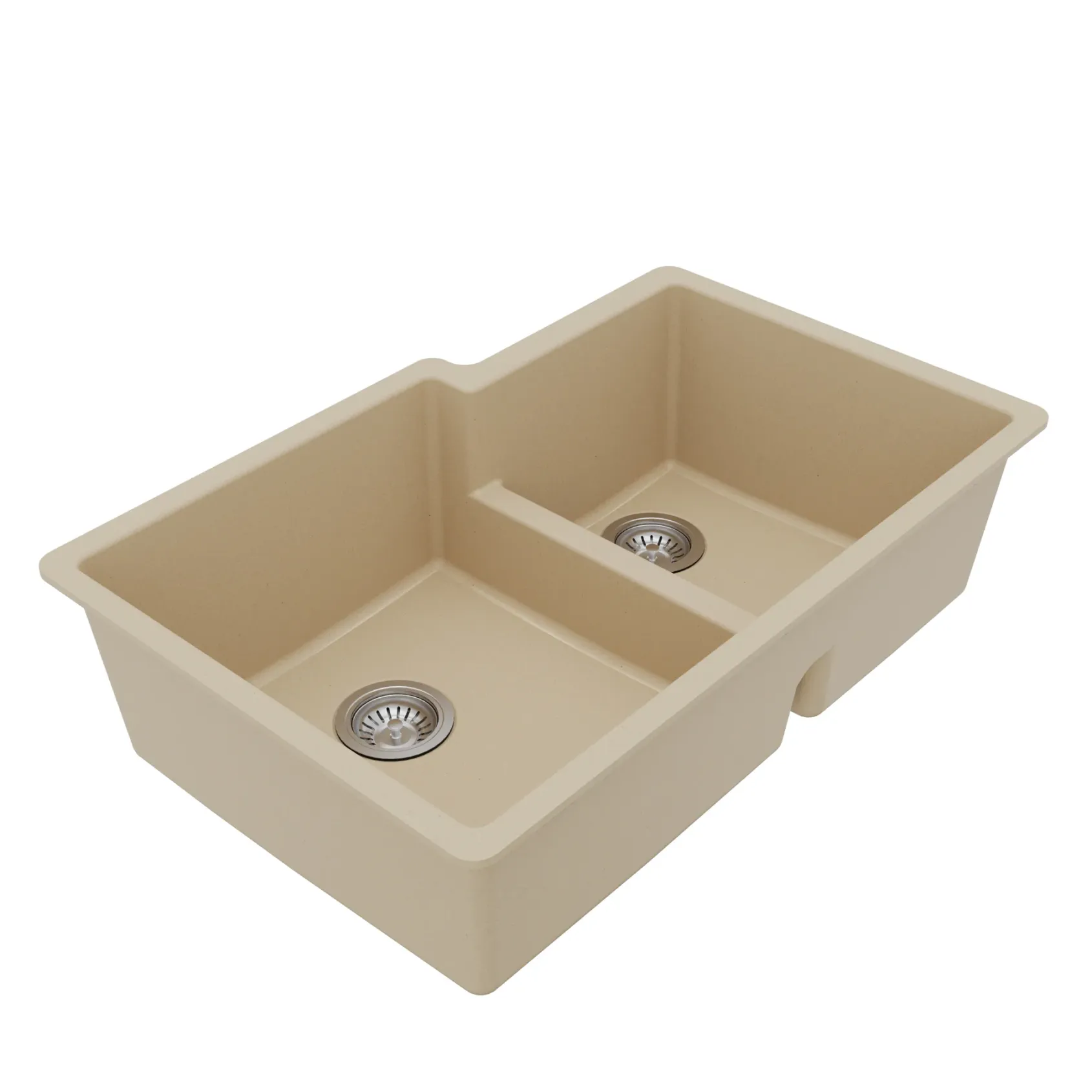 Karran 32" Undermount Quartz Composite Kitchen Sink with Accessories, 60/40 Double Bowl, Bisque, QU-811-BI-PK1