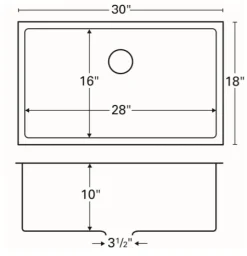 Karran 30" Undermount Stainless Steel Kitchen Sink, 16 Gauge, EL-75-PK1