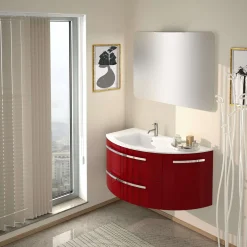 Latoscana 38" Modern Bathroom Vanity Left Side Corner, Ameno Series, Red, AM38OPT1R