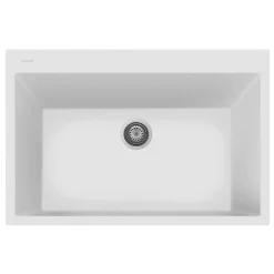 Latoscana Plados 33" Quartz Composite Drop-in Single Bowl Kitchen Sink, White, ON8410-58UG