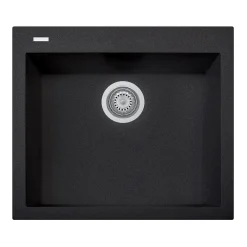 Latoscana Plados 23" Quartz Composite Drop-in Single Bowl Kitchen Sink, Black, ON6010-44UG