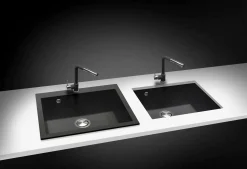 Latoscana Plados 23" Quartz Composite Drop-in Single Bowl Kitchen Sink, Black, ON6010-44UG