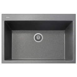 Latoscana Plados 33" Quartz Composite Drop-in Single Bowl Kitchen Sink, Silver, ON8410-42UG
