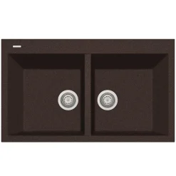 Latoscana Plados 34" Quartz Composite Drop-in Double Bowl Kitchen Sink, Brown, AM8620-64UG