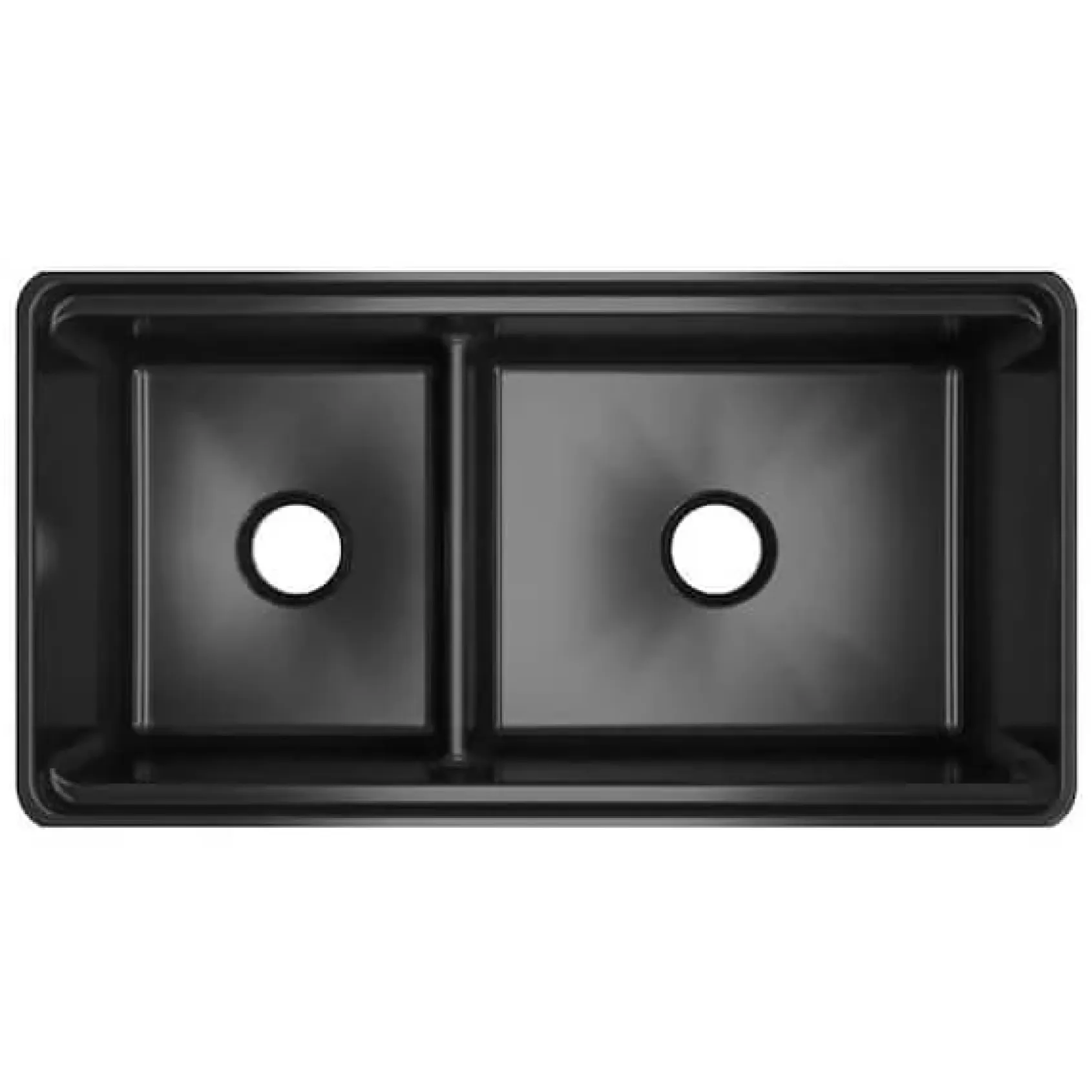 Latoscana 36" Double Bowl Fireclay Farmhouse Sink with Accessory Ledge, Black, LDL3619B