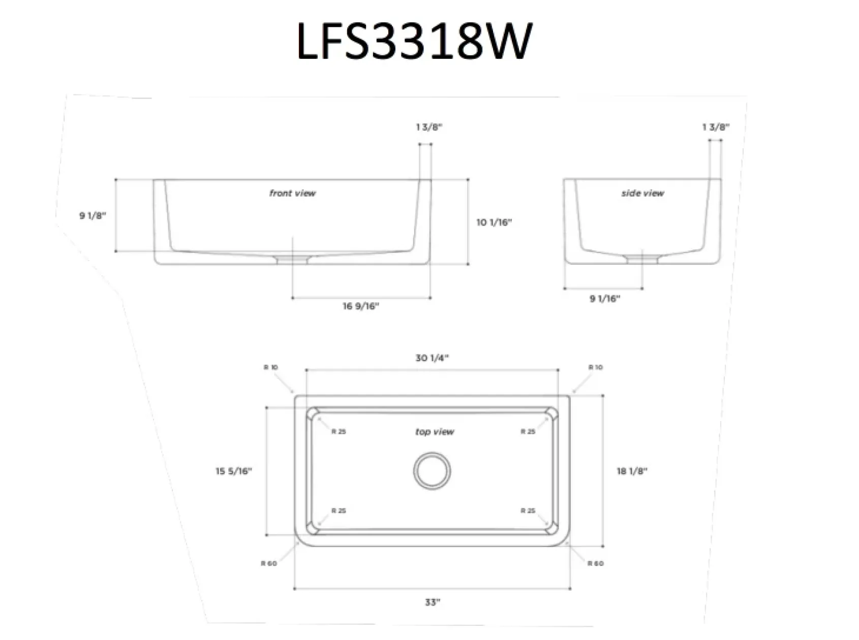 Latoscana 33" Fireclay Single Bowl White Farmhouse Apron Sink, Reversible, LFS3318W