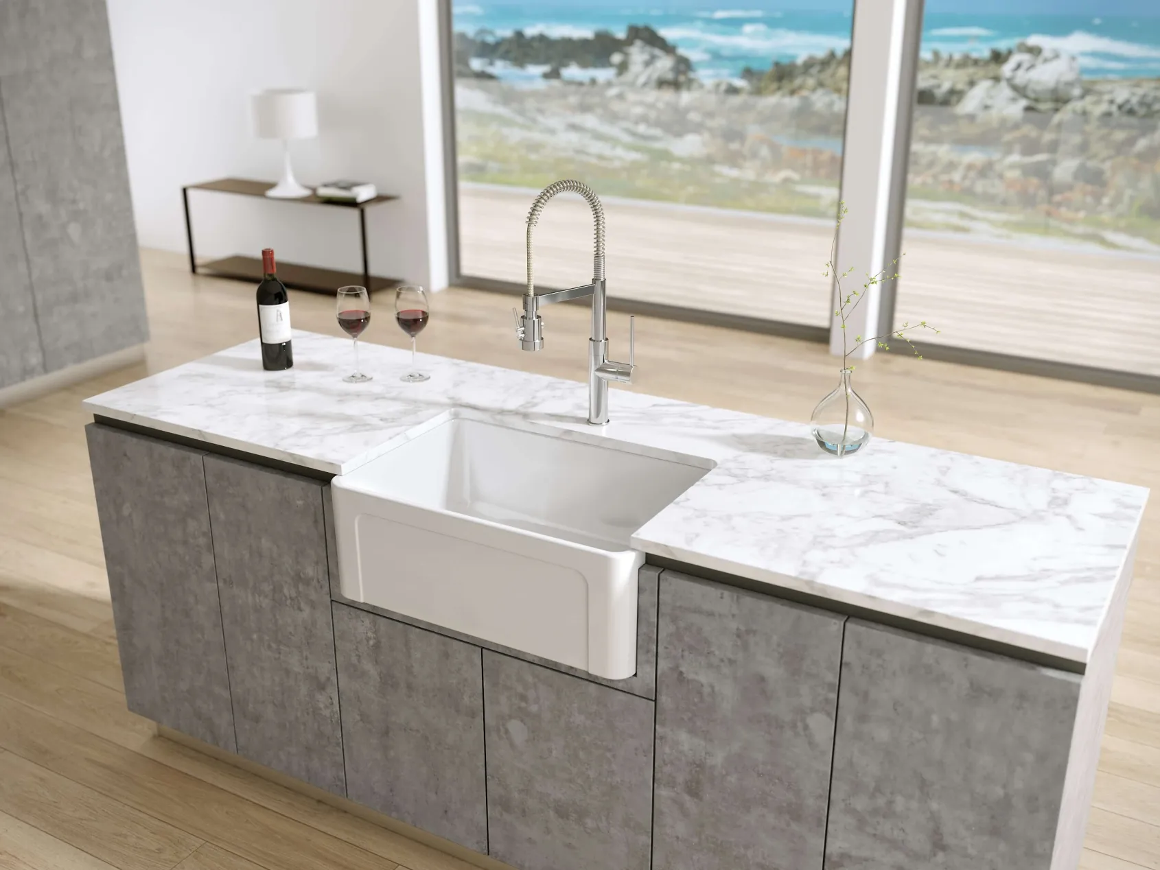 Latoscana 27" Fireclay Single Bowl Farmhouse Apron Sink Reversible LTW2718W