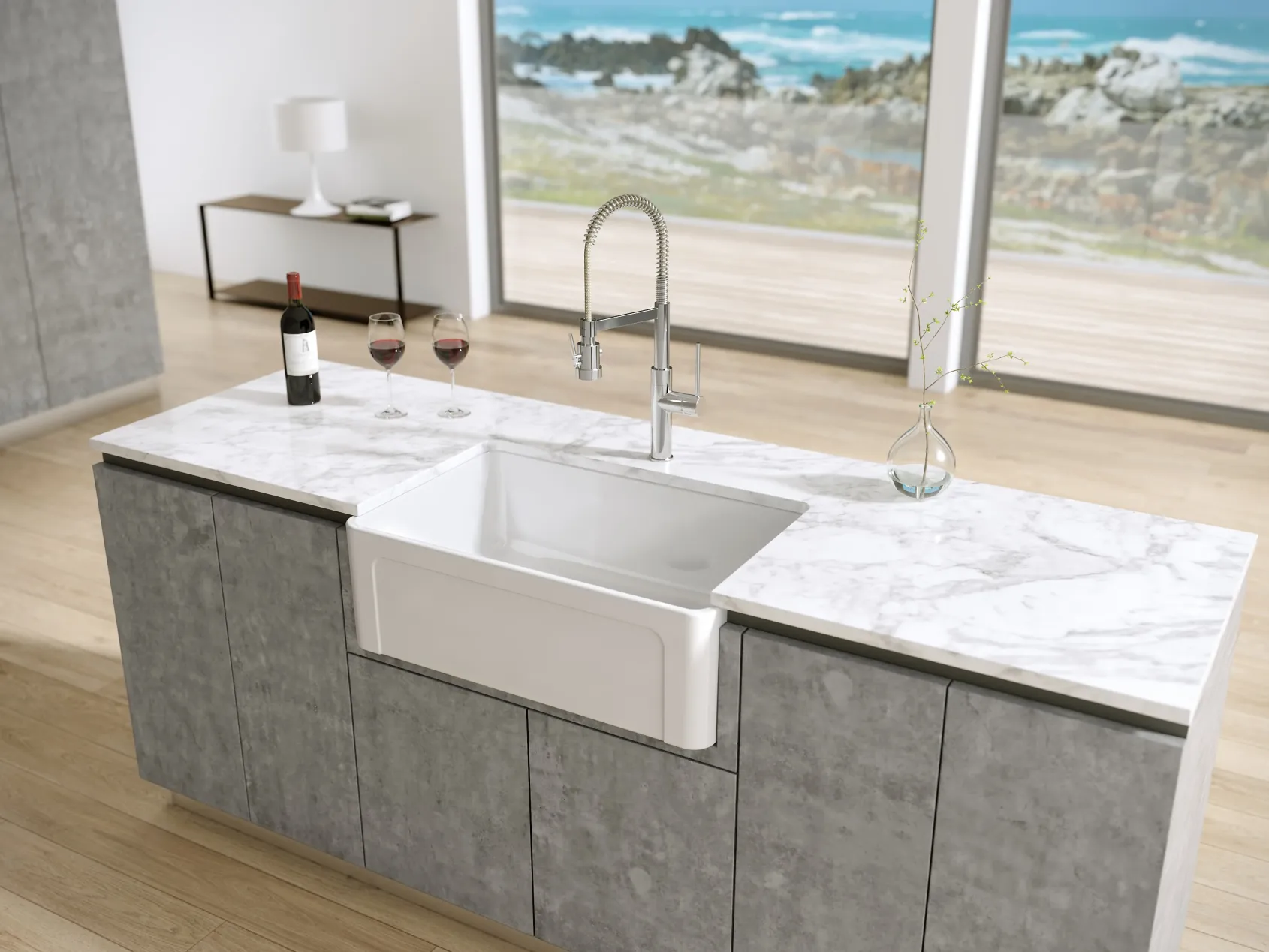 Latoscana 30" Fireclay Single Bowl Reversible Farmhouse Apron Sink, White, LTW3019W