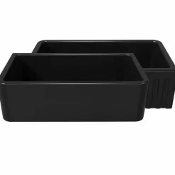 Latoscana 33" Fireclay Single Bowl Black Farmhouse Apron Sink, Reversible, LFS3318B