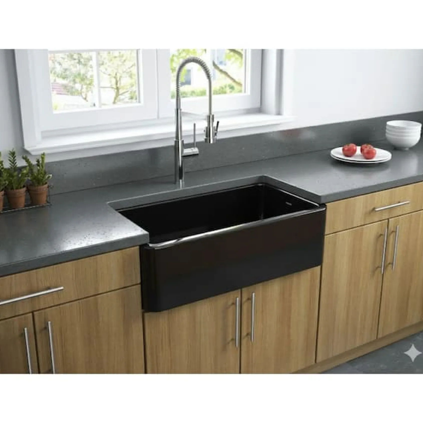 Latoscana 33" Fireclay Single Bowl Black Farmhouse Apron Sink, Reversible, LFS3318B