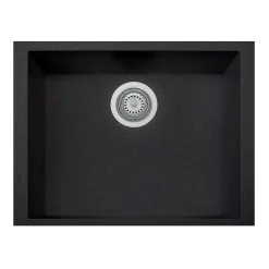 Latoscana Plados 23" Quartz Composite Undermount Single Bowl Kitchen Sink, Black, ON6010ST-44UG