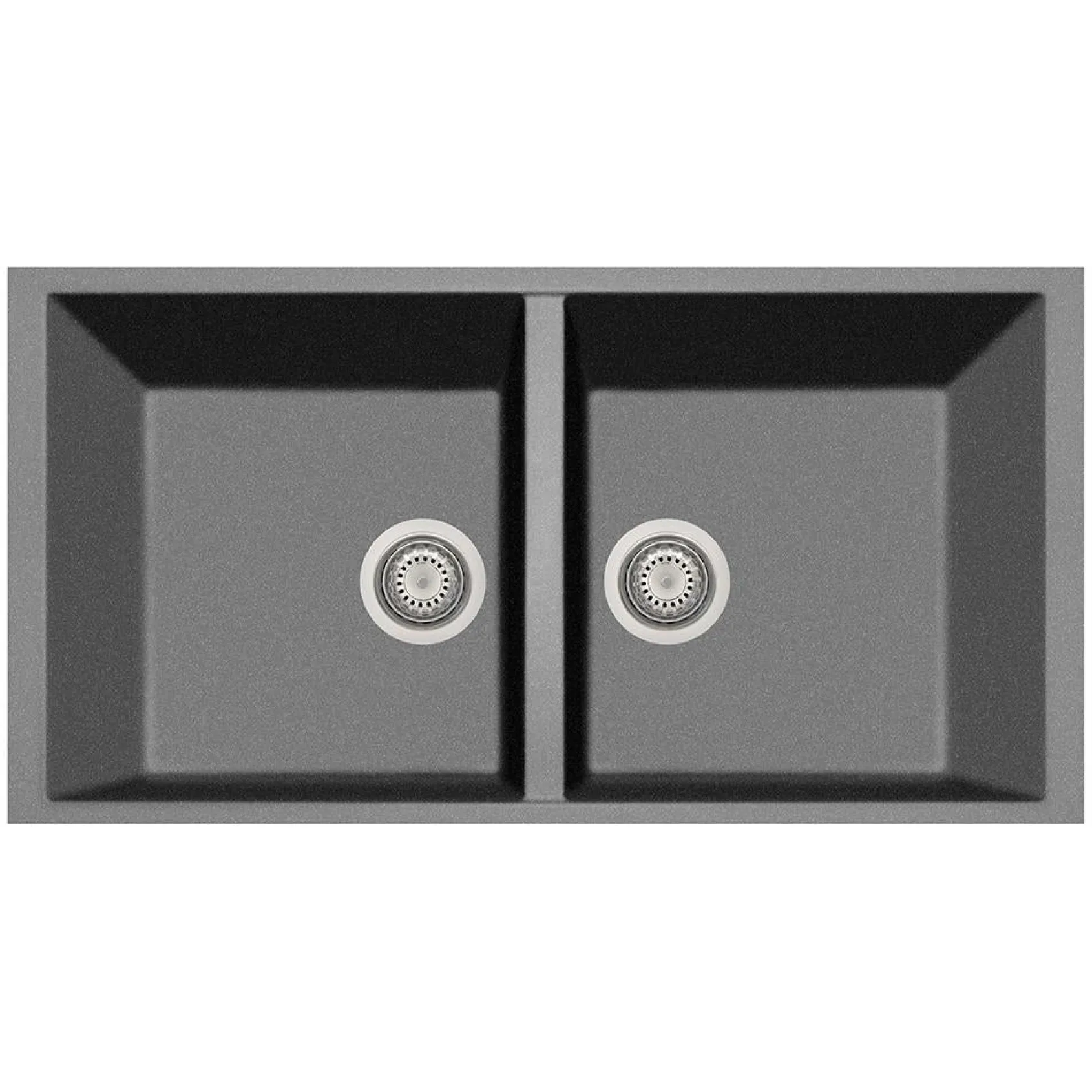 Latoscana Plados 34" Quartz Composite Undermount Double Bowl Kitchen Sink, Titanium, AM8620ST-42UG