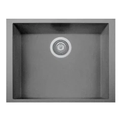 Latoscana Plados 23" Quartz Composite Undermount Single Bowl Kitchen Sink, Silver, ON6010ST-42UG