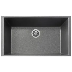 Latoscana Plados 33" Quartz Composite Undermount Single Bowl Kitchen Sink, Silver, ON8410ST-42UG