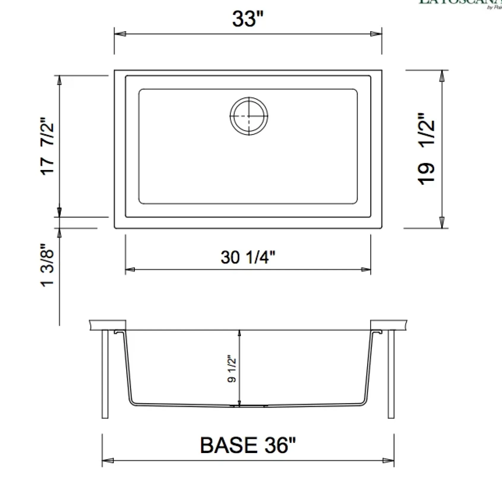 Latoscana Plados 33" Quartz Composite Undermount Single Bowl Kitchen Sink, Silver, ON8410ST-42UG