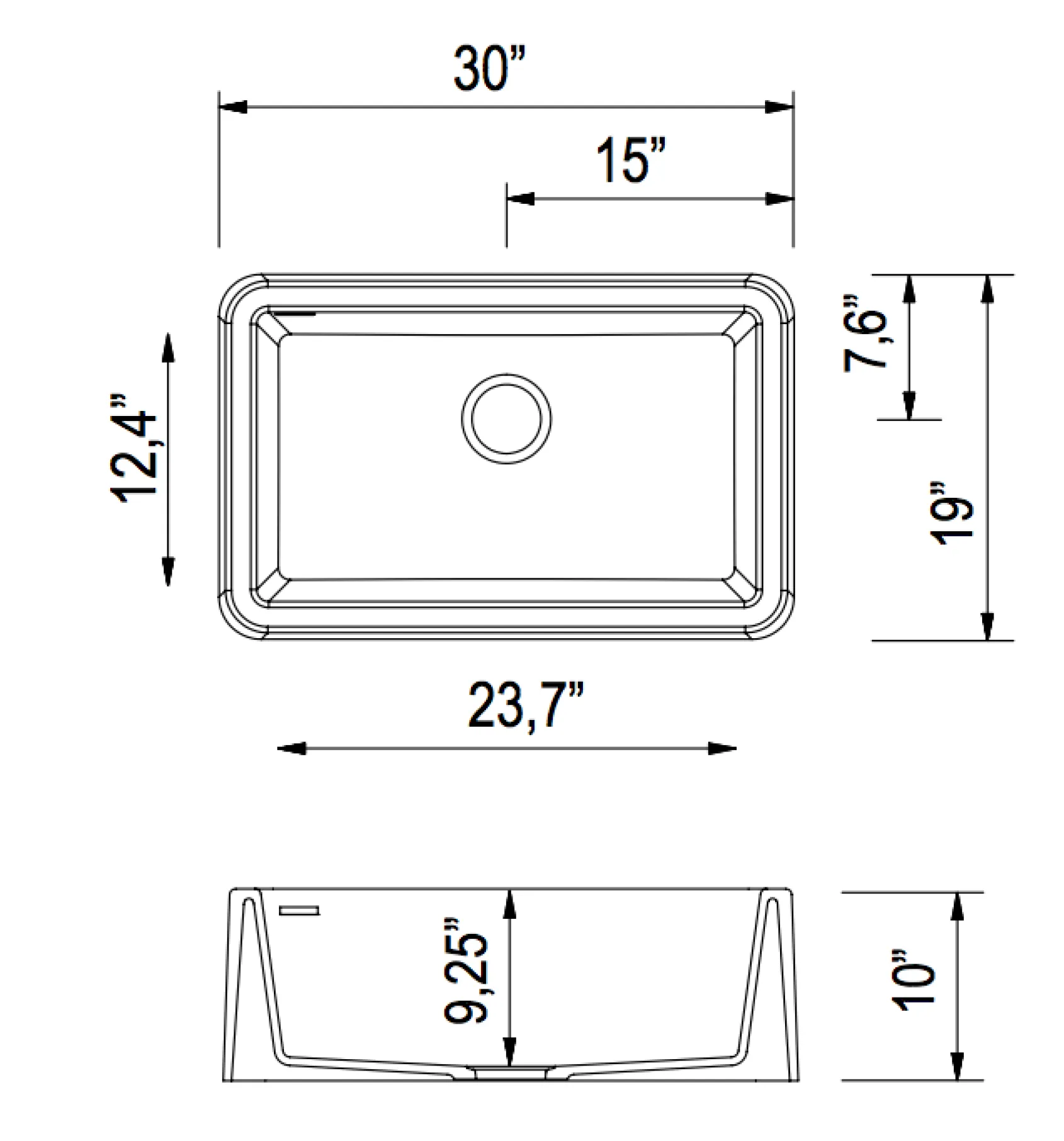 LaToscana 30" Quartz Composite Farmhouse Sink, White, Marmorin Series, LA3019W