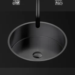 MaestroBath 15" Aurora Modern Round Under-Mount ADA Bathroom Sink, Gun Metal, Stainless Steel, STN-AUR-GUM