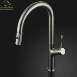 MaestroBath 1.8 GPM Aura Modern ADA Kitchen Faucet With 2 Jets, Brushed Nickel, Lead-Free Brass, KIT-AUR-BNI