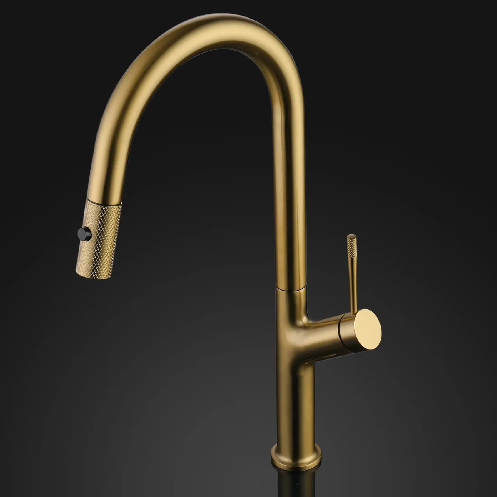 MaestroBath 1.8 GPM Brezza Modern ADA Kitchen Faucet With 2 Jets, Brushed Gold, Lead-Free Brass, KIT-BRZ-BGL