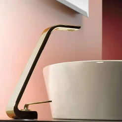 MaestroBath 1.2 GPM Eterna Single Handle ADA Bathroom Sink Faucet, Polished Gold, High, Lead-Free Brass, FAU-ETH-PGL
