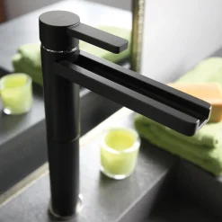 MaestroBath 1.2 GPM Flusso Luxury Waterfall ADA Bathroom Faucet, Matte Black, Lead-Free Brass, Matt Black, FAU-FLS-BLK