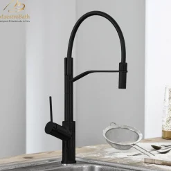 MaestroBath 1.8 GPM Raffinato Mono ADA Kitchen Faucet, Black, Lead-Free Brass, Matt Black, KIT-RAF-BLK
