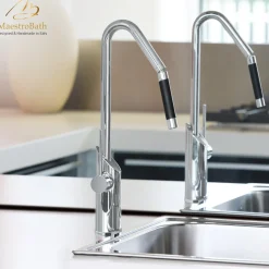 MaestroBath 1.8 GPM Serpente Designer ADA Kitchen Faucet, Brushed Nickel, Lead-Free Brass, KIT-SER-BNI