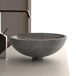 MaestroBath 17" Monarca Glass Vessel ADA Oval Bathroom Sink, Silver and Black, Crystal, Glossy Silver Black, ATE-MON-SLB