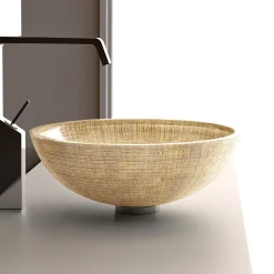 MaestroBath 17" Monarca Glass Vessel ADA Oval Bathroom Sink, Gold and Silver, Crystal, Glossy Gold Silver , ATE-MON-GLS