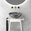MaestroBath 15" Nebbia Luxury Round Vessel ADA Oval Bathroom Sink, Black, Crystal, PLI-NER-BLK
