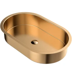 MaestroBath 15" Raggio Modern Oval Under-Mount ADA Rectangle Bathroom Sink, Brushed Rose Gold, Stainless Steel, STN-RAG-RGO