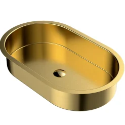 MaestroBath 15" Raggio Modern Oval Under-Mount ADA Rectangle Bathroom Sink, Brushed Gold, Stainless Steel, STN-RAG-BRG
