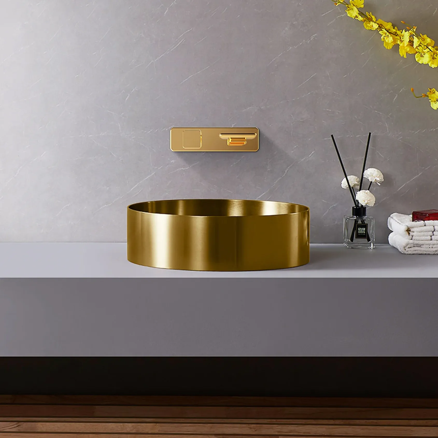 MaestroBath 16" Regina Modern Round Vessel ADA Bathroom Sink, Brushed Rose Gold, Stainless Steel, STN-RGN-BRG