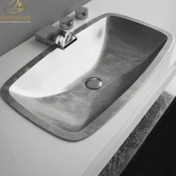 MaestroBath 25" Spiaggia ADA Rectangle Bathroom Sink, Silver Leaf, Pert/Acrylic, PER-SPG-SLL