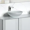 MaestroBath 17" Verona Round Crystal ADA Bathroom Sink, White, Tempered glass, SIN-VER-WHT