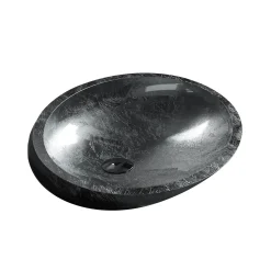 MaestroBath 16" Vetro Cigno Max Vessel ADA Oval Bathroom Sink, Silver Leaf, Resin and Glass, VET-CIM-SLL